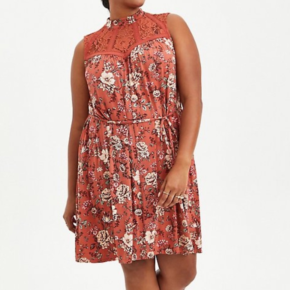 Torrid Rust Floral Dress NWT